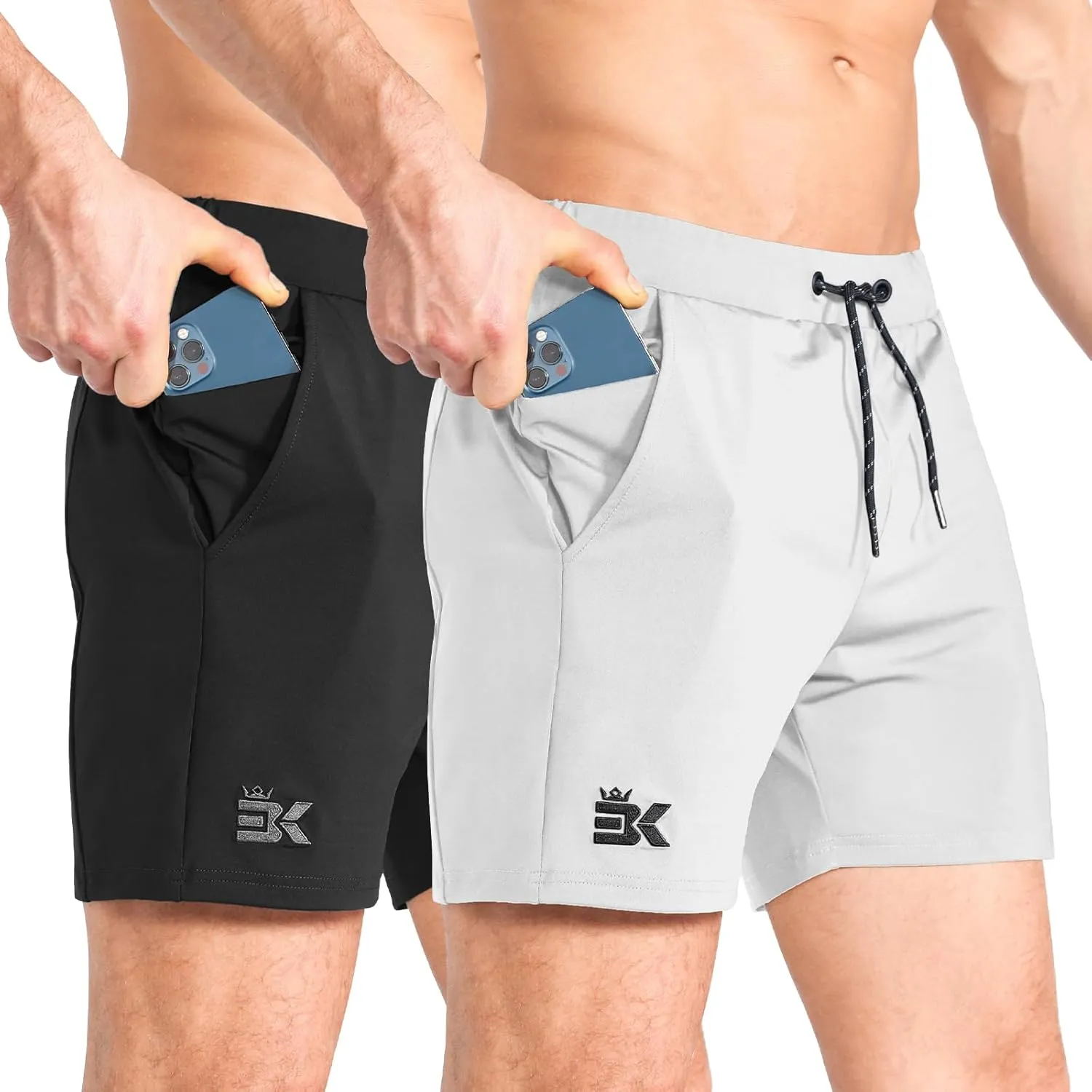 BROKIG Men's Lightweight Gym Shorts,Bodybuilding Quick Dry Running Athletic Workout Shorts for Men with Pockets