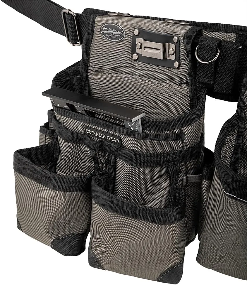 Bucket Boss 3 Bag Tool Bag Set with Suspenders in Grey, 55185