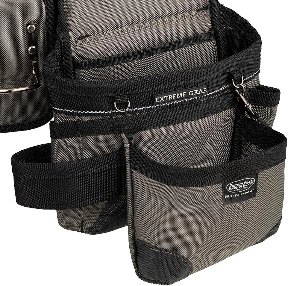 Bucket Boss 3 Bag Tool Bag Set with Suspenders in Grey, 55185