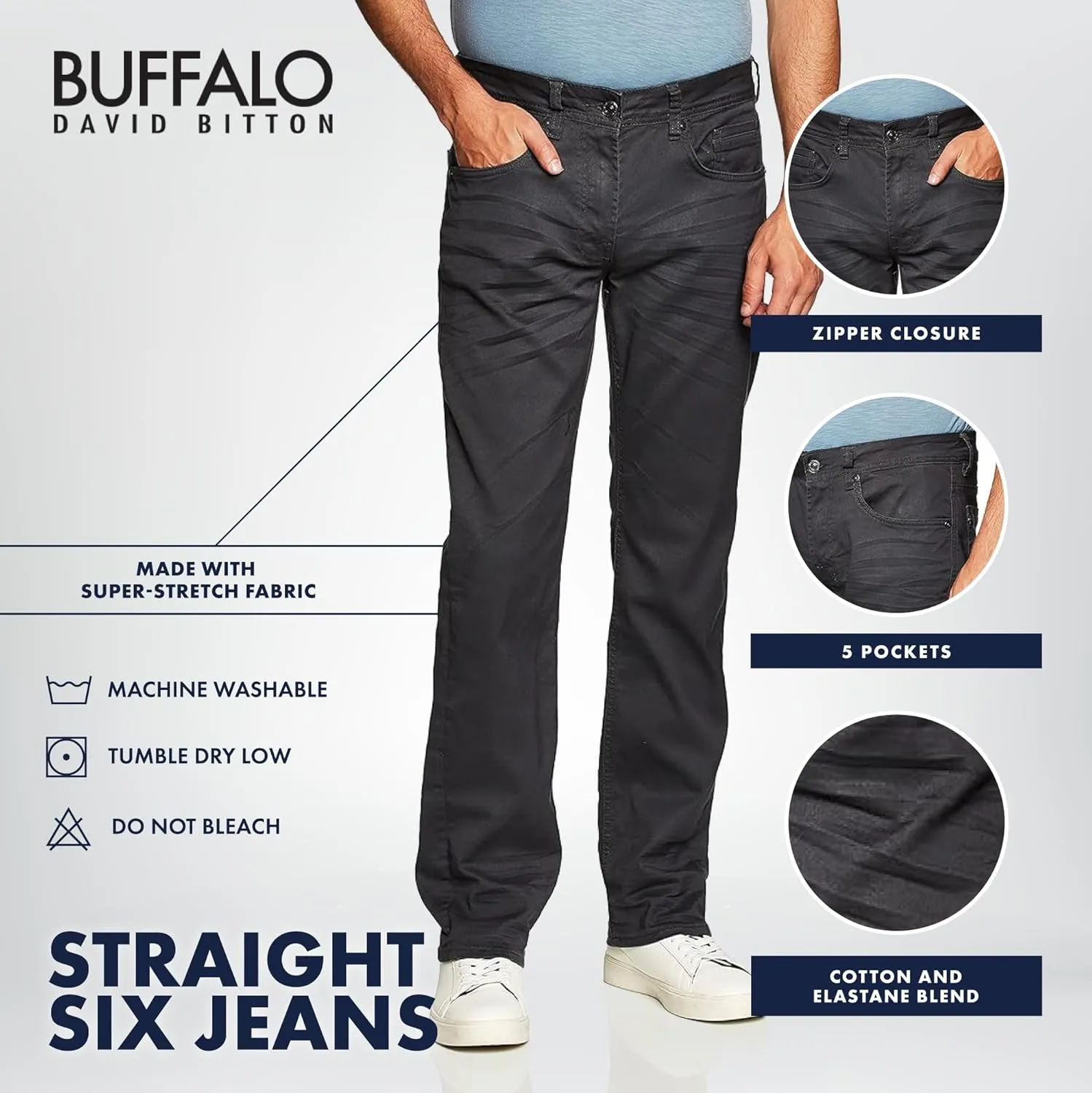 Buffalo David Bitton Men's Straight Six Jeans