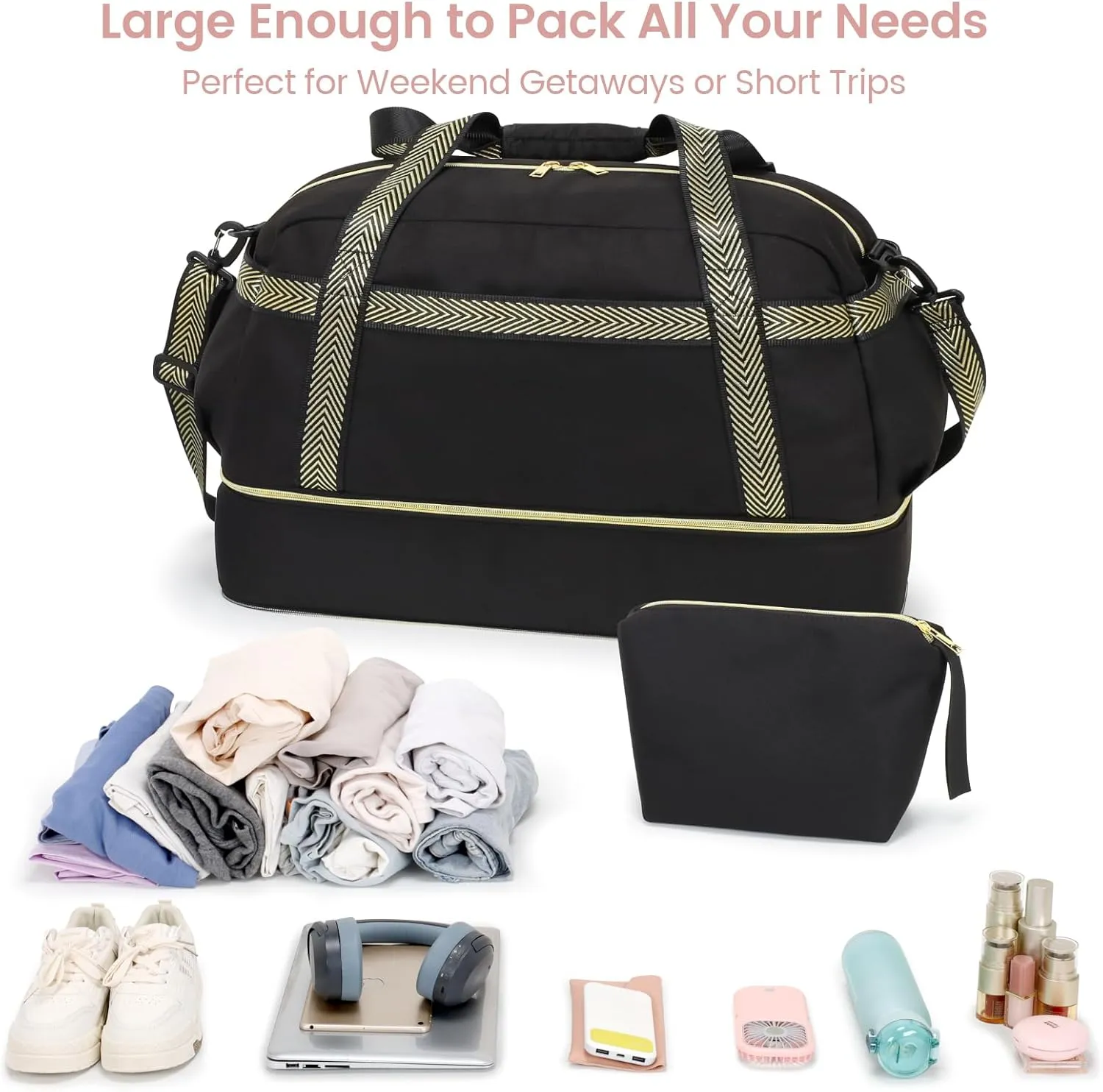 Cambond Weekender Bags for Women - Overnight Bags for Women Travel with Expandable Shoe Compartment and USB Charging Port