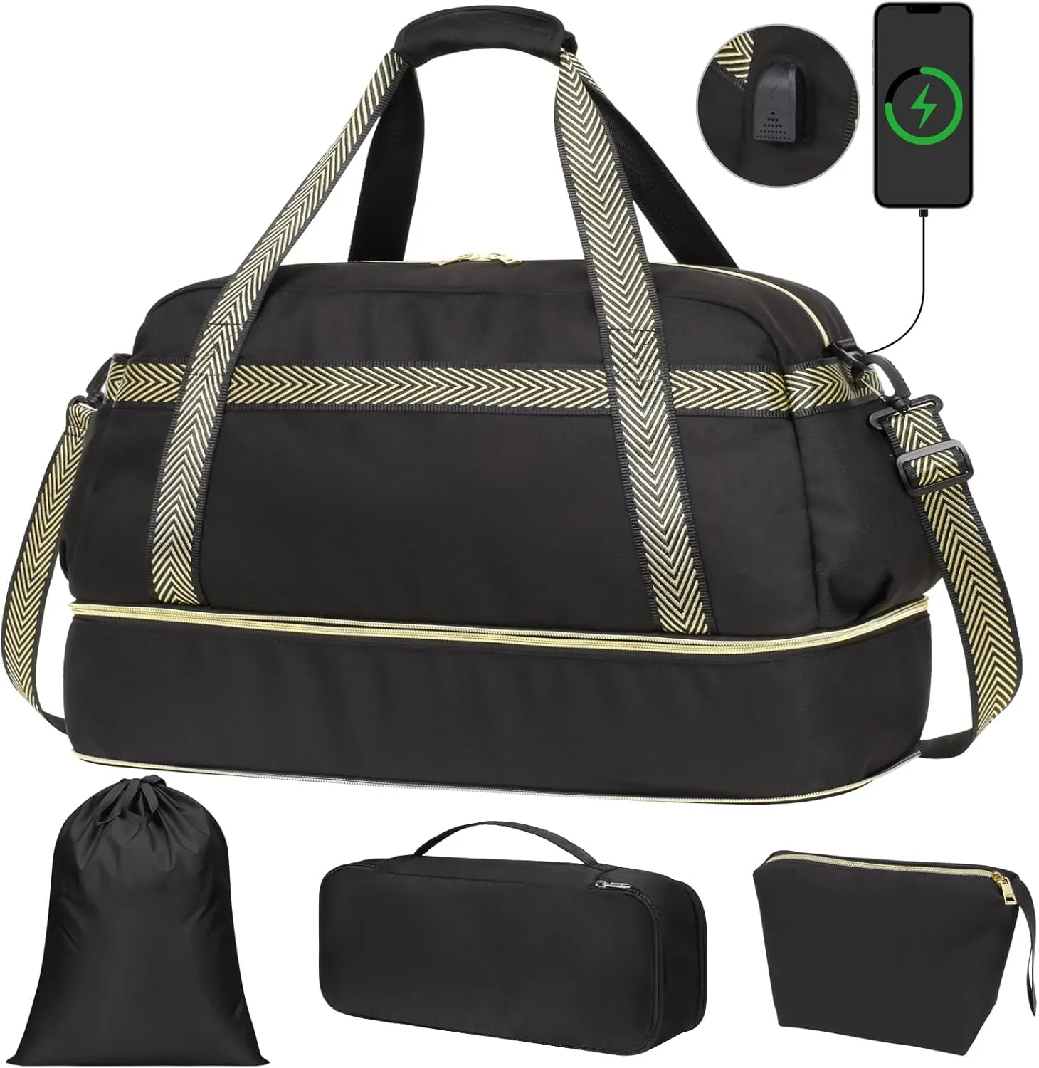 Cambond Weekender Bags for Women - Overnight Bags for Women Travel with Expandable Shoe Compartment and USB Charging Port