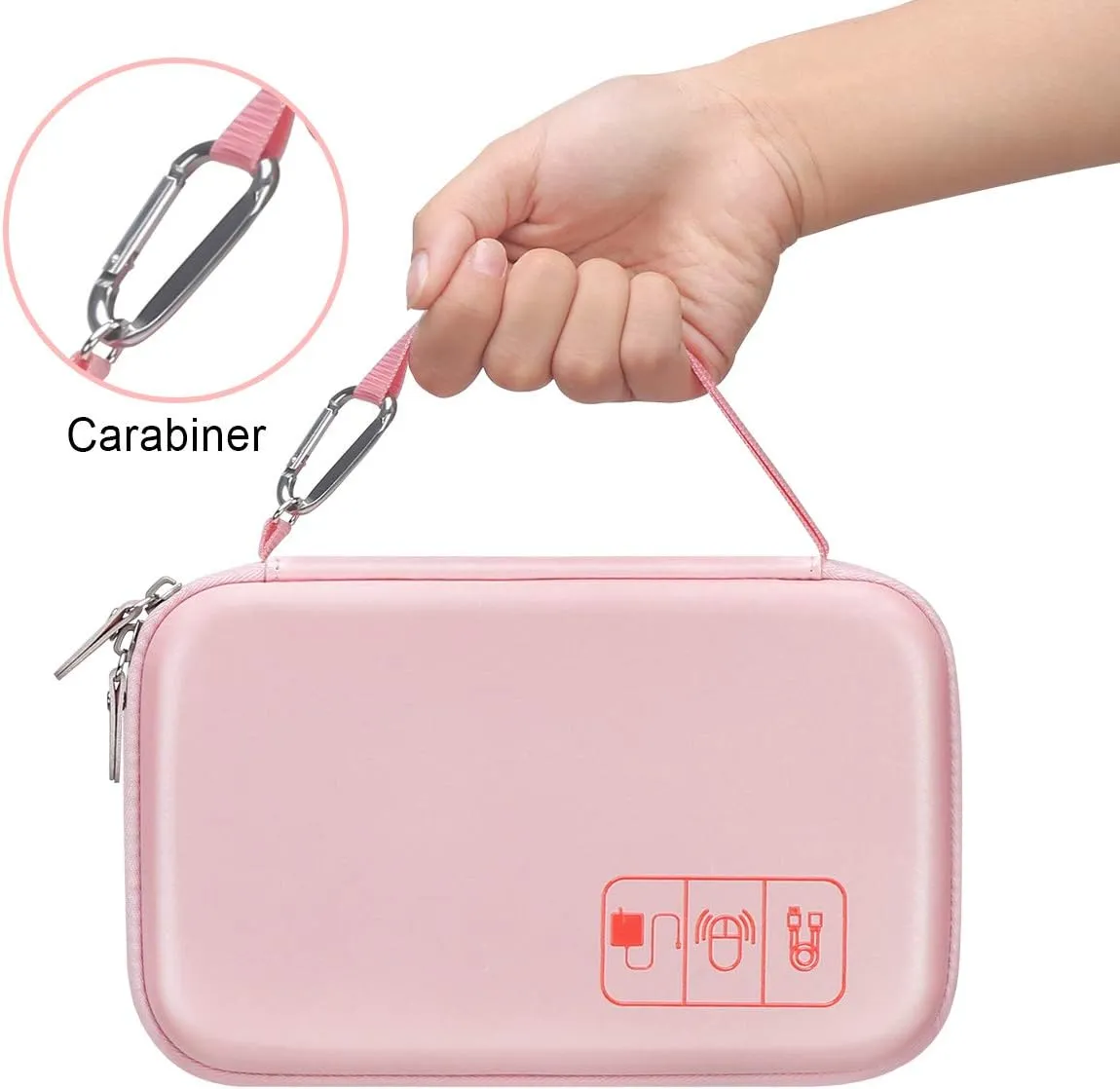 Canboc Hard Travel Electronic Organizer Case for MacBook Power Adapter Charger, Cable, Mouse Power Bank, Apple Pencil, USB Flash Disk, SD Card, Small Portable Accessories Bag, Rose Gold