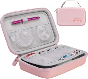 Canboc Hard Travel Electronic Organizer Case for MacBook Power Adapter Charger, Cable, Mouse Power Bank, Apple Pencil, USB Flash Disk, SD Card, Small Portable Accessories Bag, Rose Gold