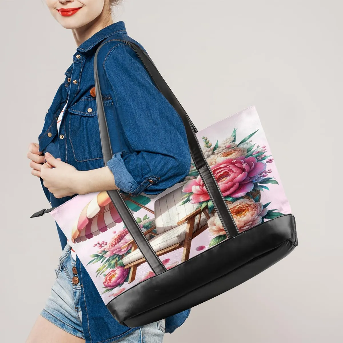 Canvas Laptop Tote Bag for Women Art Autism Word 15.6 Inch Large Capacity Computer Bag