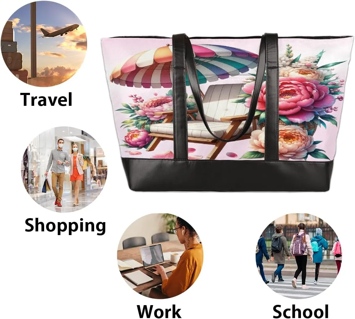 Canvas Laptop Tote Bag for Women Art Autism Word 15.6 Inch Large Capacity Computer Bag
