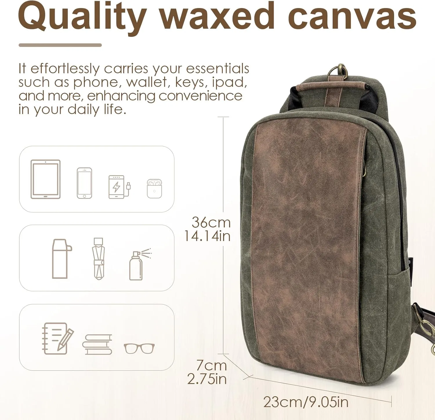 Canvas Messenger Bag Sling Bag Crossbody Shoulder Bag for Men Women Travel Work Satchel Bags