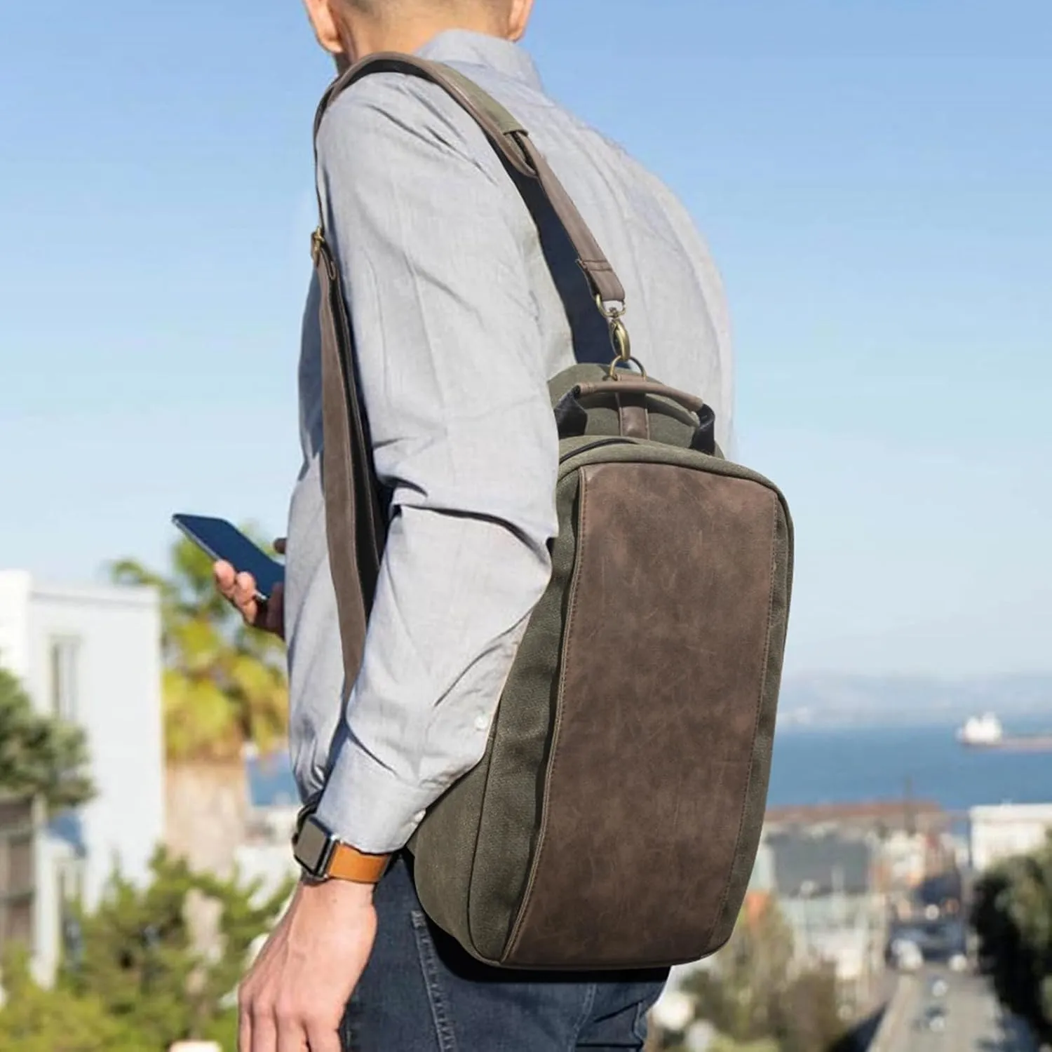 Canvas Messenger Bag Sling Bag Crossbody Shoulder Bag for Men Women Travel Work Satchel Bags