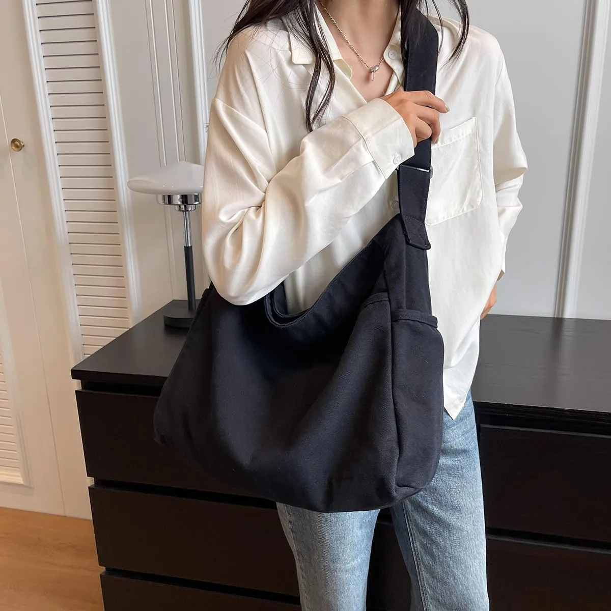 Canvas Tote Bag for Women Messenger Crossbody Handbags Hobo Purses for Women Shoulder Bag Men