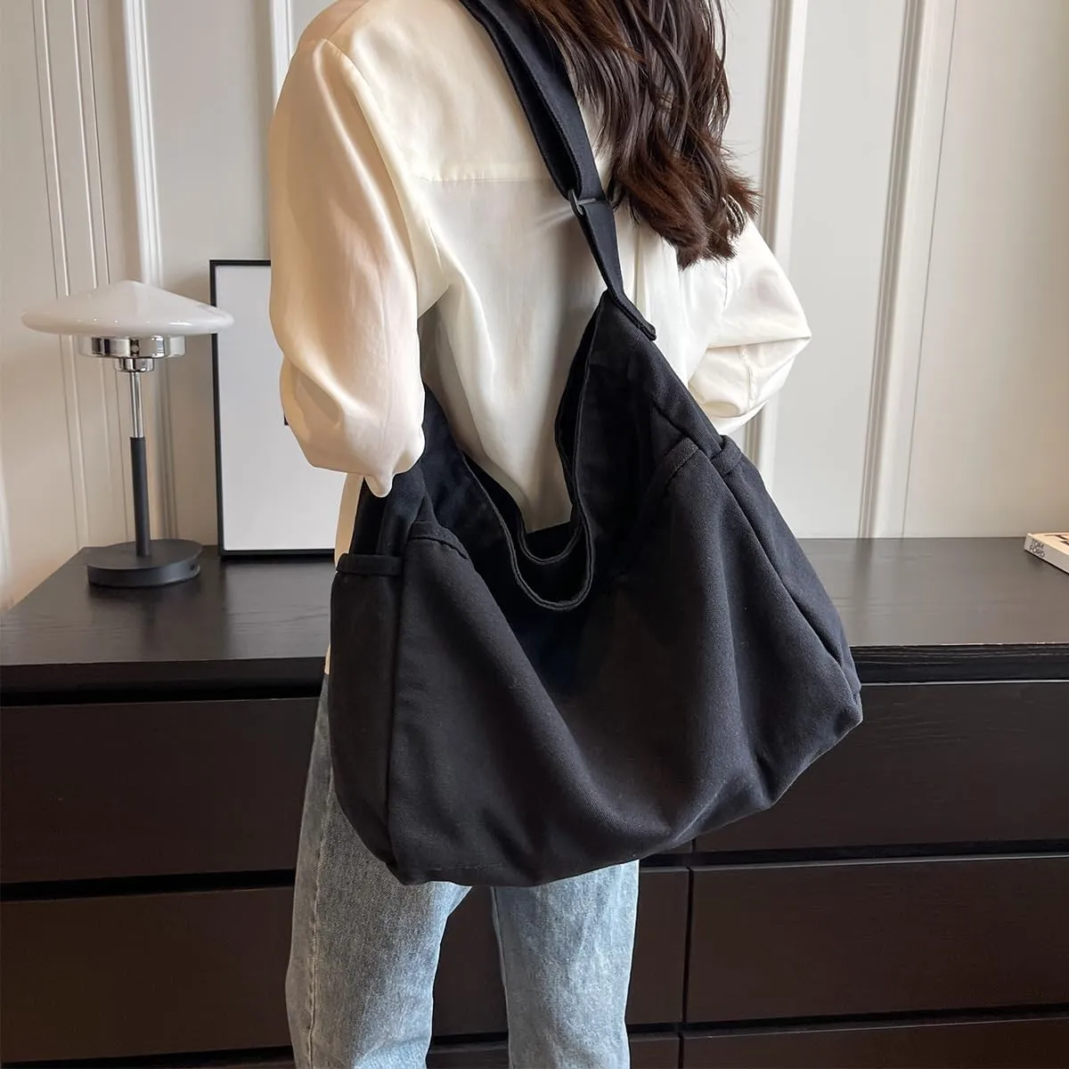 Canvas Tote Bag for Women Messenger Crossbody Handbags Hobo Purses for Women Shoulder Bag Men