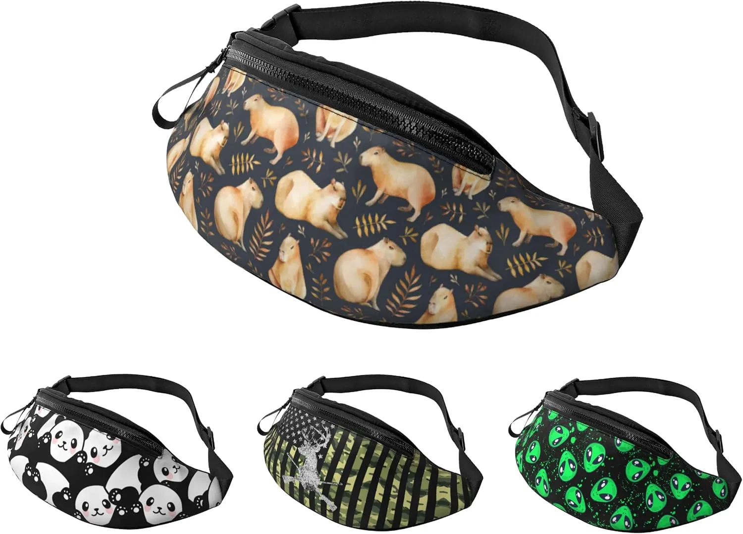 Capybara Fanny Pack Waist Bag Adjustable Belt Bag For Men Women Traveling Hiking Cycling Running