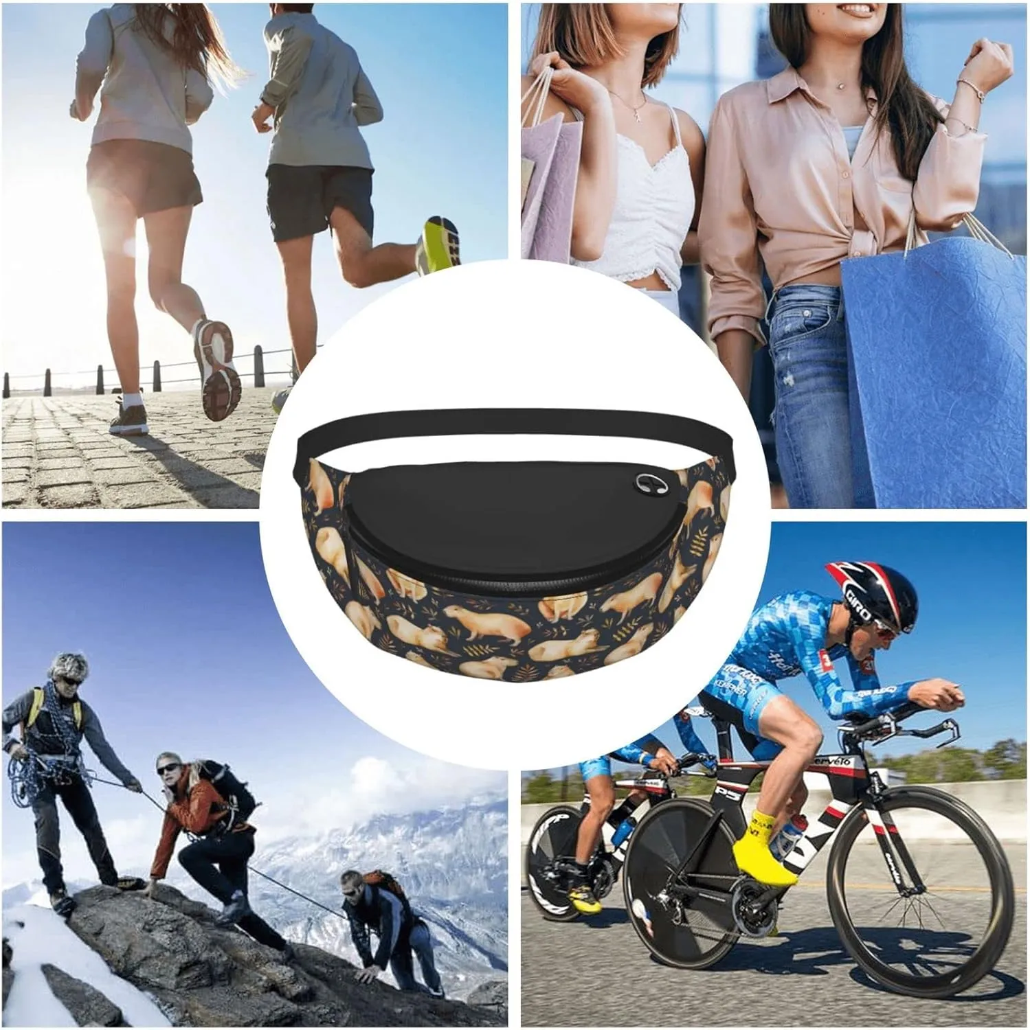 Capybara Fanny Pack Waist Bag Adjustable Belt Bag For Men Women Traveling Hiking Cycling Running