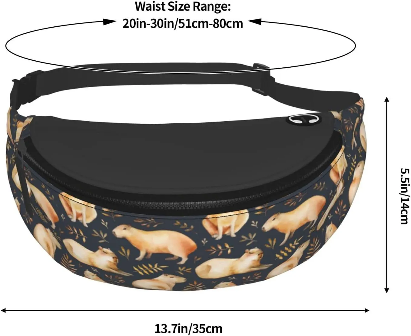 Capybara Fanny Pack Waist Bag Adjustable Belt Bag For Men Women Traveling Hiking Cycling Running