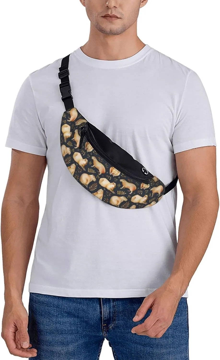 Capybara Fanny Pack Waist Bag Adjustable Belt Bag For Men Women Traveling Hiking Cycling Running