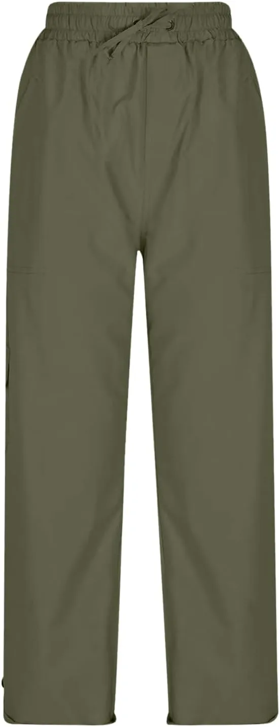 Cargo Capri Athletic Pants Women Lightweight Quick Dry Cropped Summer Loose Fit Elastic Waist Sports Hiking Trousers
