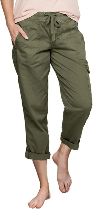 Cargo Capri Athletic Pants Women Lightweight Quick Dry Cropped Summer Loose Fit Elastic Waist Sports Hiking Trousers