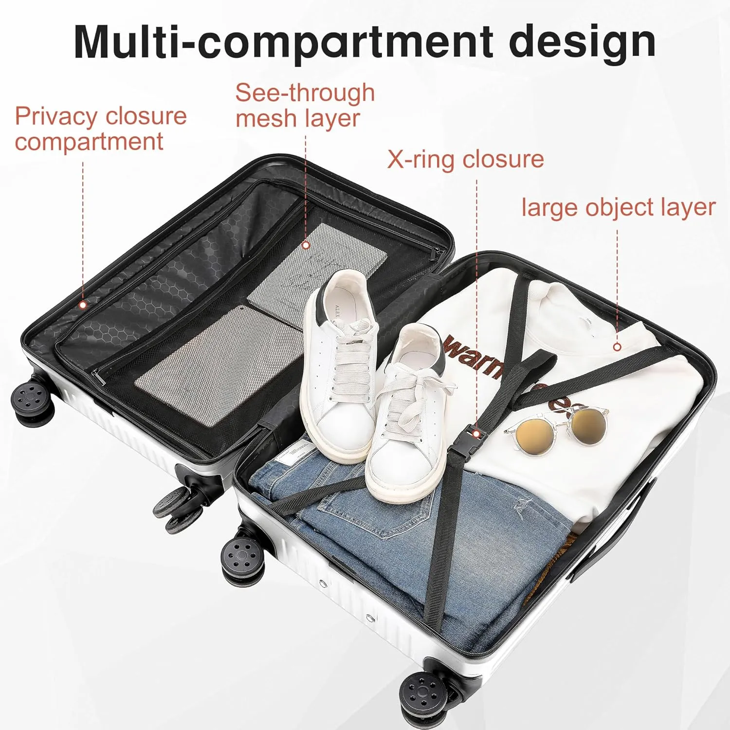 Carry On Luggage 22x14x9 Airline Approved, 20 Inch Hard Shell Carry On Luggage, Suitcase Carry-on Small Suitcase with Wheels (White, 1PC)