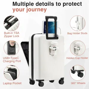 Carry On Luggage 22x14x9 Airline Approved, 20 Inch Hard Shell Carry On Luggage, Suitcase Carry-on Small Suitcase with Wheels (White, 1PC)