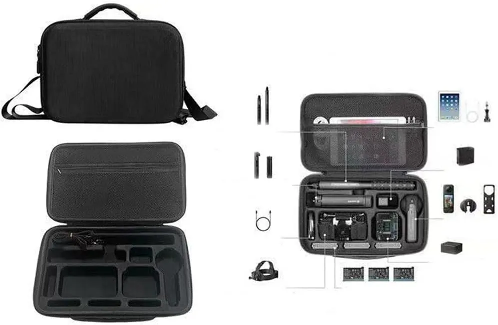 Carrying Case for Insta360 X5, Action Camera Shoulder Strap Bag Hard Shell Handheld Cam Accessories Sleeve Organizer All-in-one Protective Travel Storage Pouch (Only Case)