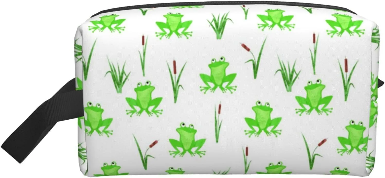 Cartoon Cute Frog Travel Toiletry Bag for Men Women Waterproof Hanging Dopp Kit Wash Bags Lightweight Shaving Bag Portable Cosmetic Makeup Bag with Handle for Shower Toiletries Accessories