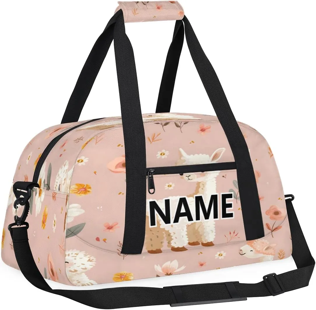 Cartoon Llama Mini Gym Bag 18 inch for Women Men Waterproof Custom Alpaca Cute Animal Travel Duffel Bag Carry On Overnight Tote Nurse Bag for Work Fitness Hiking