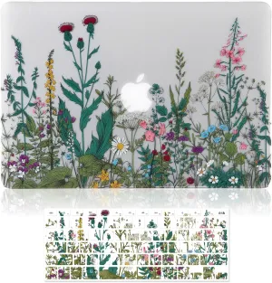 Case for MacBook Air 13 inch (A1466/A1369, 2010-2017 Release), 3D Effect Matte Clear See Through Hard Cover & Keyboard Cover Only Compatible Older Version Mac Air 13.3 inch - Garden Flowers