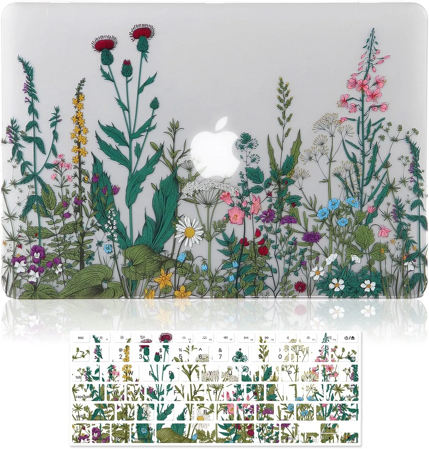 Case for MacBook Air 13 inch (A1466/A1369, 2010-2017 Release), 3D Effect Matte Clear See Through Hard Cover & Keyboard Cover Only Compatible Older Version Mac Air 13.3 inch - Garden Flowers