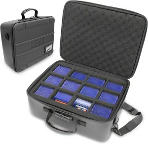 CASEMATIX Toploader Storage Box, Sports Card Storage Case With Shoulder Strap, Top Loader Card Storage, Top Loader Storage Boxes with Lock, Trading Card Case Holds 480  Card, One Touch Card Holder