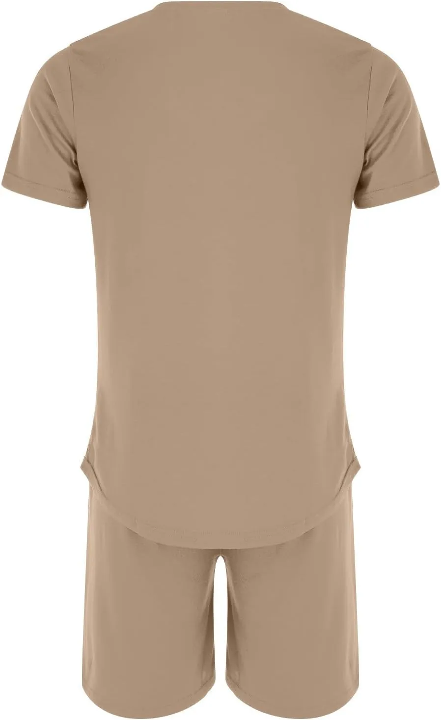 Casual 2 Piece Tracksuits for Men Slim Fit Crewneck Short Sleeve Shirt and Drawstring Shorts Sets Solid Curved Hem Outfits