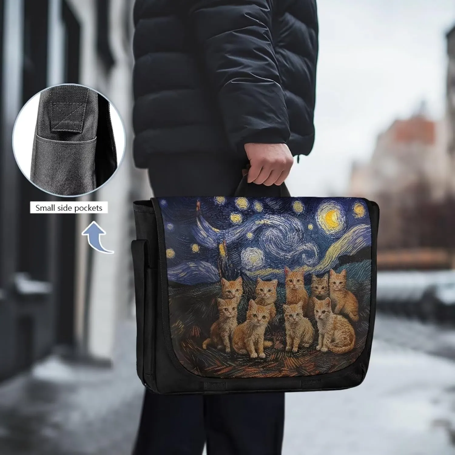 Casual Flap Crossbody Bag for Women Large Messenger Bag Vintage Men Shoulder Satchel Handbag for 15inch Laptop