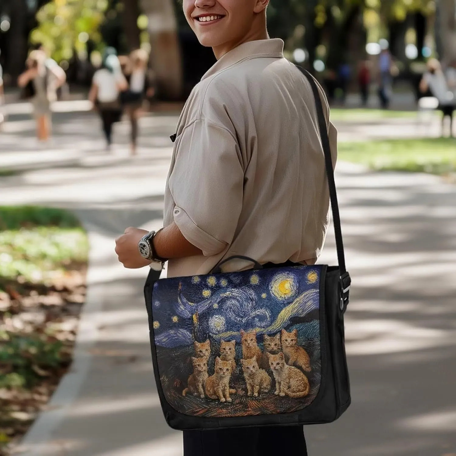 Casual Flap Crossbody Bag for Women Large Messenger Bag Vintage Men Shoulder Satchel Handbag for 15inch Laptop