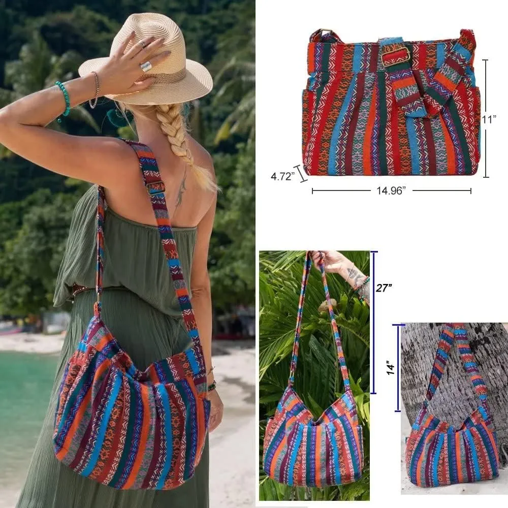 Casual Large Durable Fabric CrossBody Hobo Shoulder Messenger Travel Purse Wallet Handbag Tote Bag