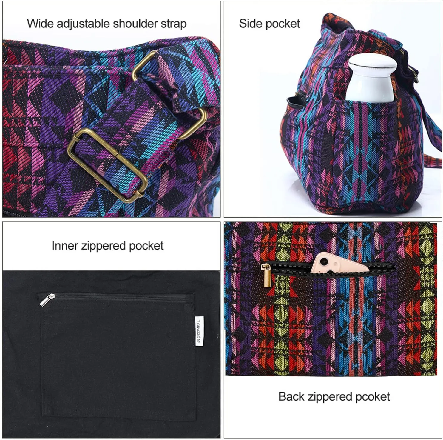 Casual Large Durable Fabric CrossBody Hobo Shoulder Messenger Travel Purse Wallet Handbag Tote Bag