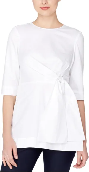 Catherine Malandrino Womens Side Tie Tunic Blouse, White, 6