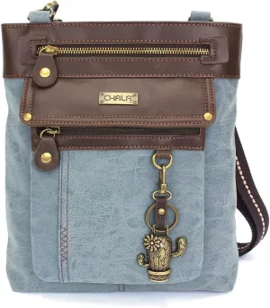 CHALA GEMINI Crossbody PU Leather Messenger Bag Indigo - Cactus