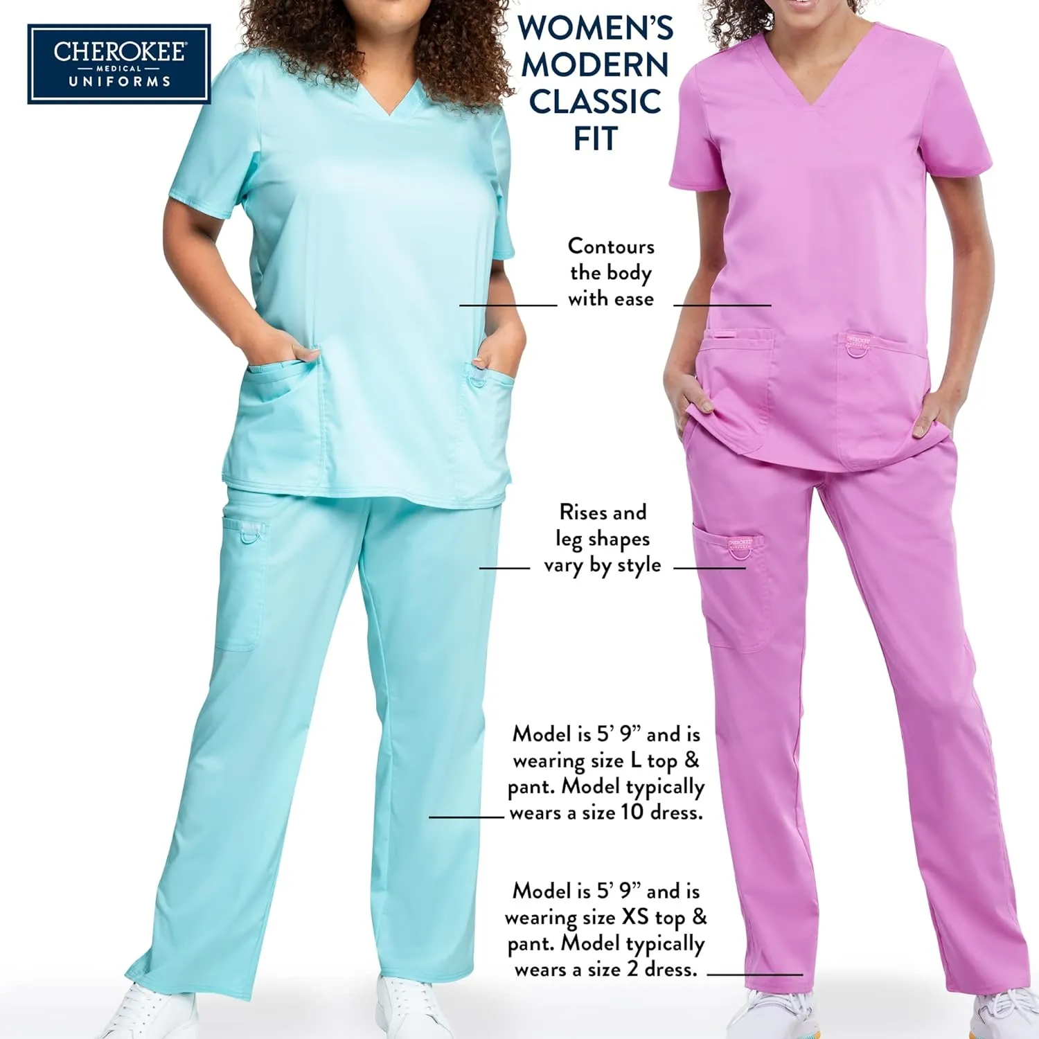 Cherokee Scrub Pants for Women Mid Rise Tapered Leg Drawstring Bottom WW105