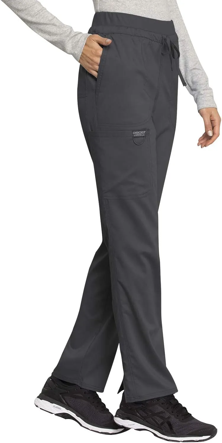 Cherokee Scrub Pants for Women Mid Rise Tapered Leg Drawstring Bottom WW105