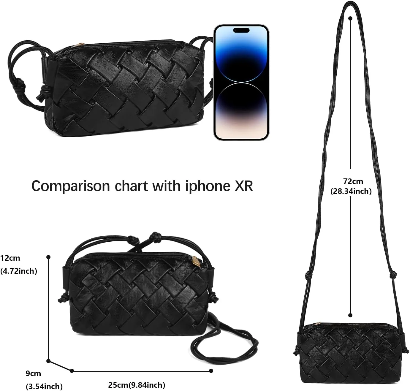 Christmas Gifts: Woven Crossbody bags for women Vegan Leather Handbags Female Messenger Bag