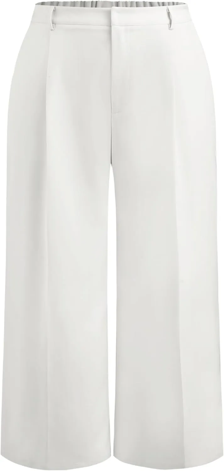 CIDER Mid Waist Pleated Pocket Wide Leg Pants Curve & Plus