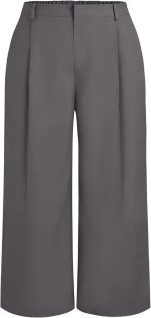 CIDER Mid Waist Pleated Pocket Wide Leg Pants Curve & Plus