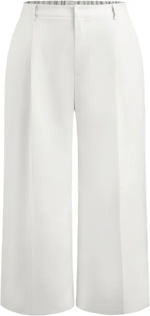 CIDER Mid Waist Pleated Pocket Wide Leg Pants Curve & Plus