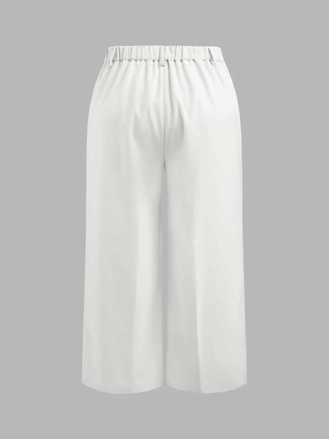CIDER Mid Waist Pleated Pocket Wide Leg Pants Curve & Plus