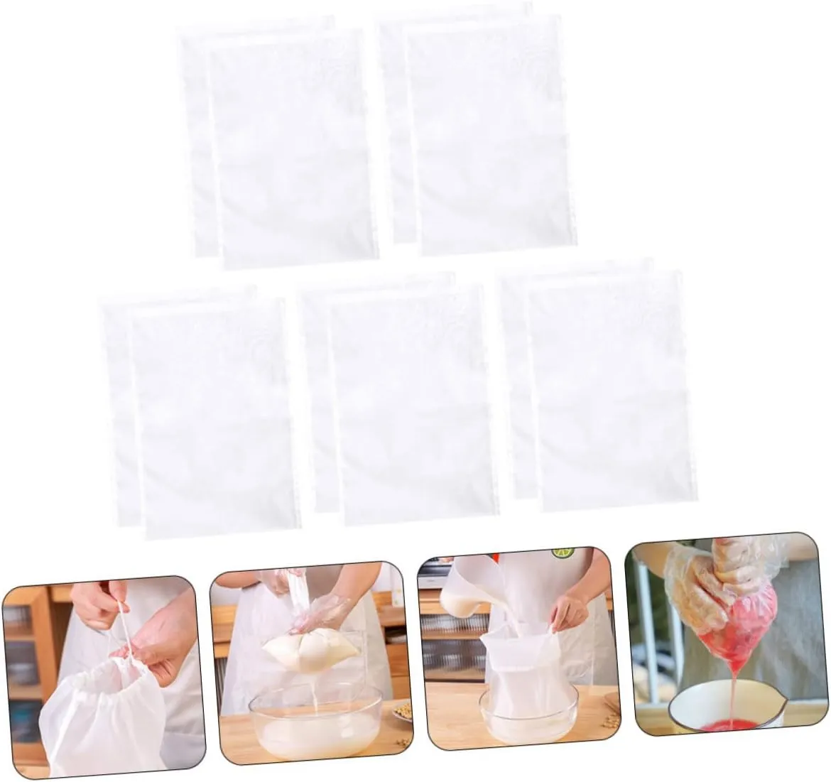 Ciieeo 10pcs Juice Filter Bag Filters Milk Bags Juice Strainers Mesh Brewing Nut Milk Maker Cold Brew Bags Straining Filter Bag for Kitchen Reusable Milk Filter Wine Filter Bag Nylon