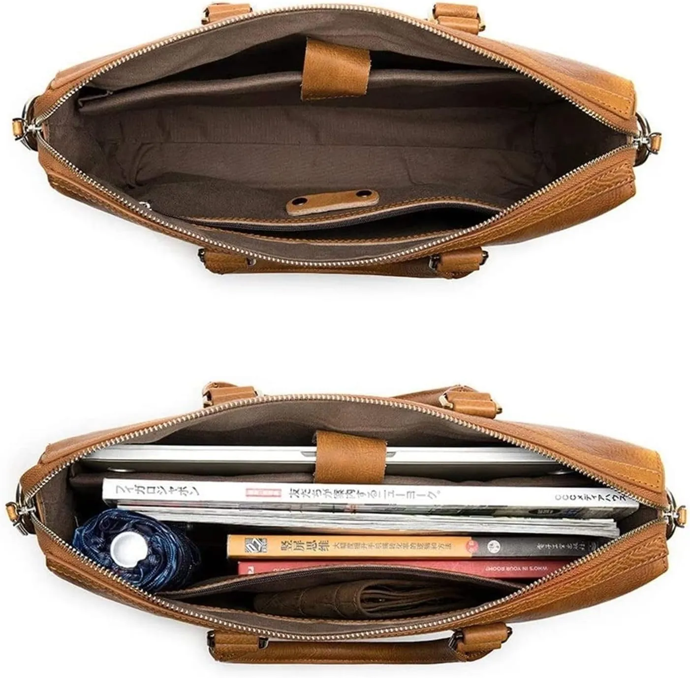 Classic Handbag, Vintage Leather Messenger Bag 14 Inches Laptop Briefcase Business Satchel Shoulder for Men