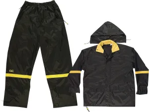 CLC Custom Leathercraft Rain Wear R103L Black Nylon 3-Piece Rain Suit, Large