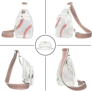 Clear Baseball Bag for Stadium Events, Clear Sling Bag Purses for women Crossbody Transparent, Crossbody Purses for Concerts Sports