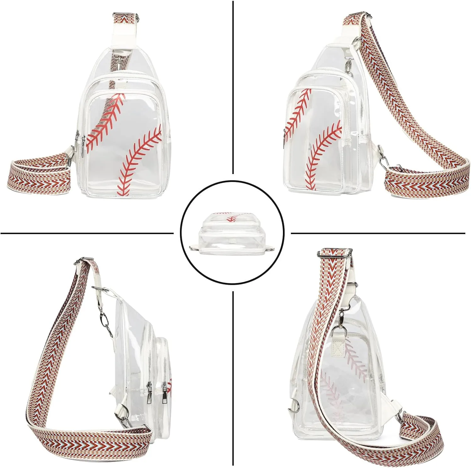 Clear Baseball Bag for Stadium Events, Clear Sling Bag Purses for women Crossbody Transparent, Crossbody Purses for Concerts Sports
