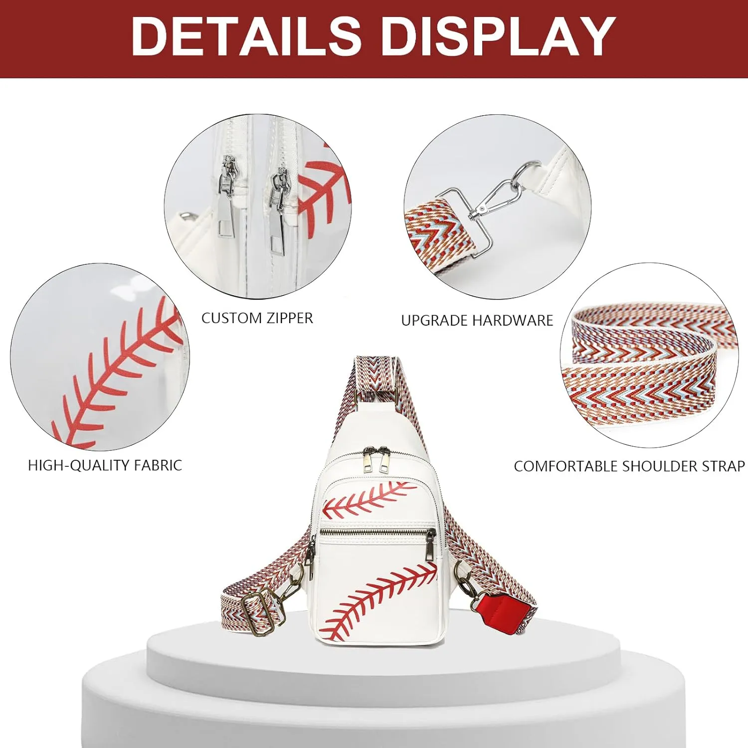 Clear Baseball Bag for Stadium Events, Clear Sling Bag Purses for women Crossbody Transparent, Crossbody Purses for Concerts Sports