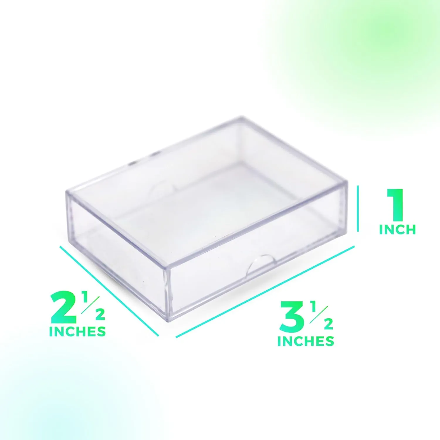 Clear Hard Plastic Box with Lid, Stackable Playing Card Storage Box and Display Case, 3 1/2" L x 2 1/2" W x 1" H, 50 Boxes, Made in USA