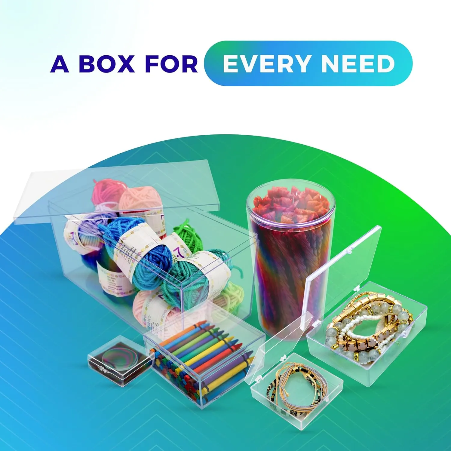 Clear Hard Plastic Box with Lid, Stackable Playing Card Storage Box and Display Case, 3 1/2" L x 2 1/2" W x 1" H, 50 Boxes, Made in USA